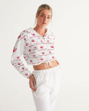 Load image into Gallery viewer, American Queendom  White Women's Cropped Windbreaker
